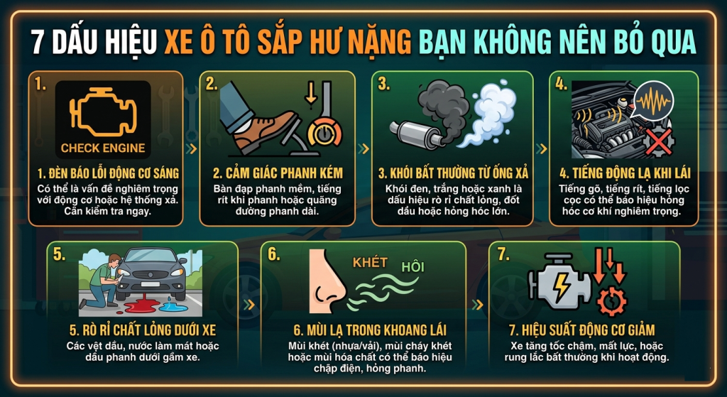 7 dấu hiệu xe ô tô sắp hư nặng bạn không nên bỏ qua